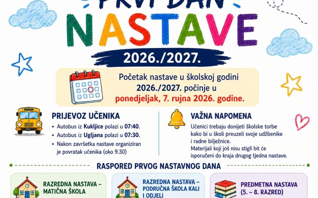 Početak nove školske godine 2026./2027.